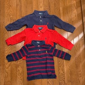 Polo by Ralph Lauren Kids Long Sleeve Shirts - Navy, Red, and Striped